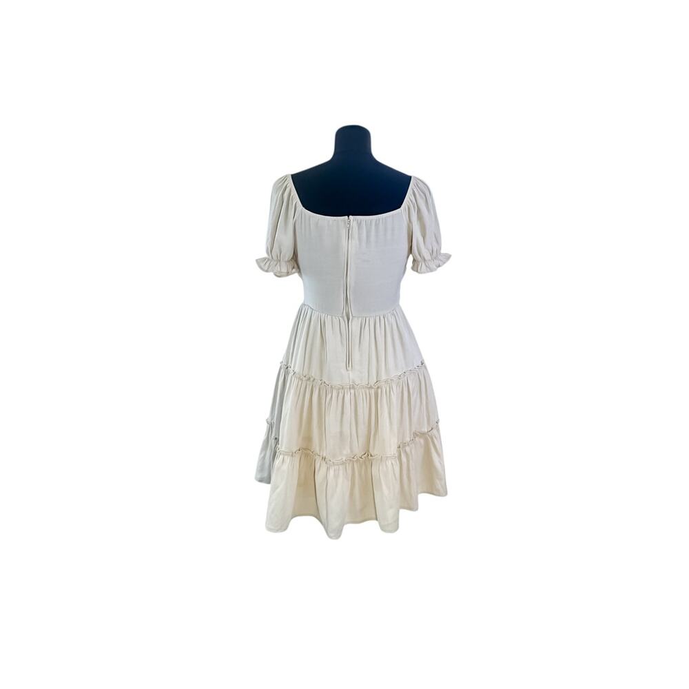 Trixxi Tan Puff Sleeve Peasant Mini Dress - Size Small - Picture 7 of 10